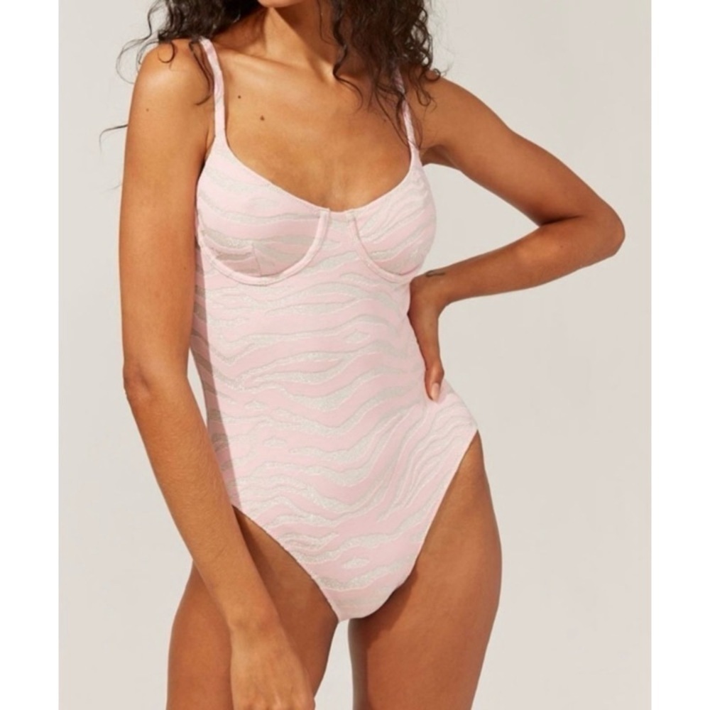 NEW ANTHROPOLOGIE SOLID & STRIPED The Taylor Metallic Zebra Jacquard One-Piece